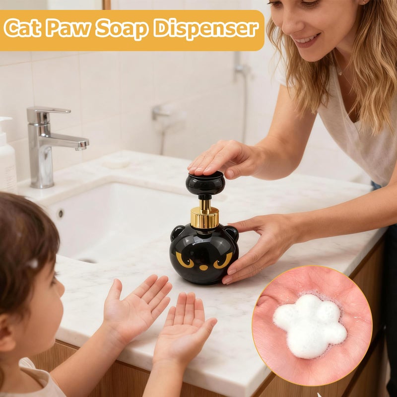 GDGJWL Cute Cat Paw Foam Soap Dispenser, Black Kitty Hand Soap Pump with Paw-Shaped Foam, Spooky Cat Lover Gift for Bathroom and Kitchen Home Accessories - Image 5