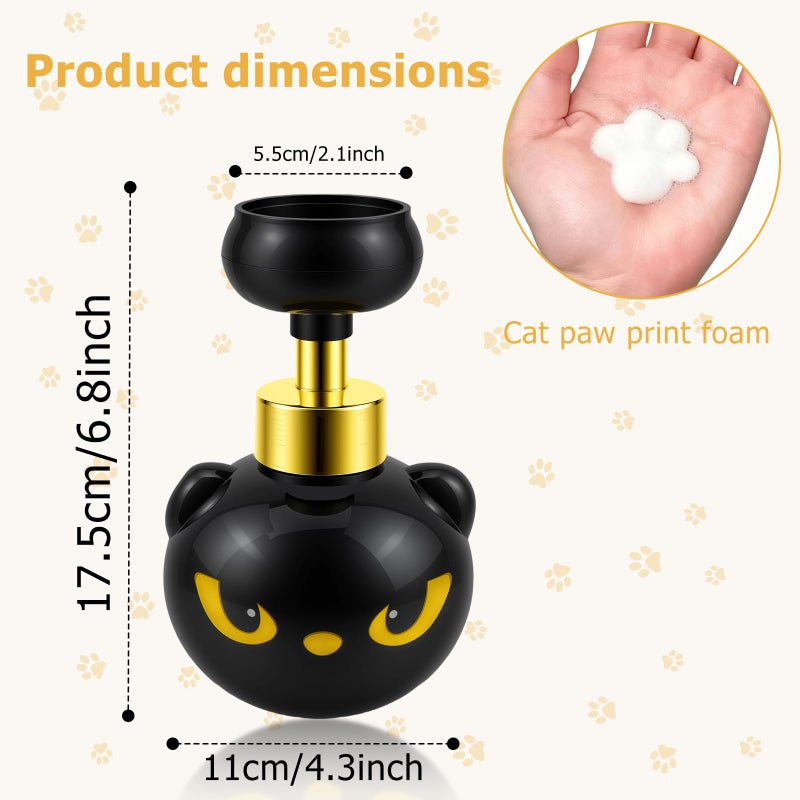 GDGJWL Cute Cat Paw Foam Soap Dispenser, Black Kitty Hand Soap Pump with Paw-Shaped Foam, Spooky Cat Lover Gift for Bathroom and Kitchen Home Accessories - Image 2
