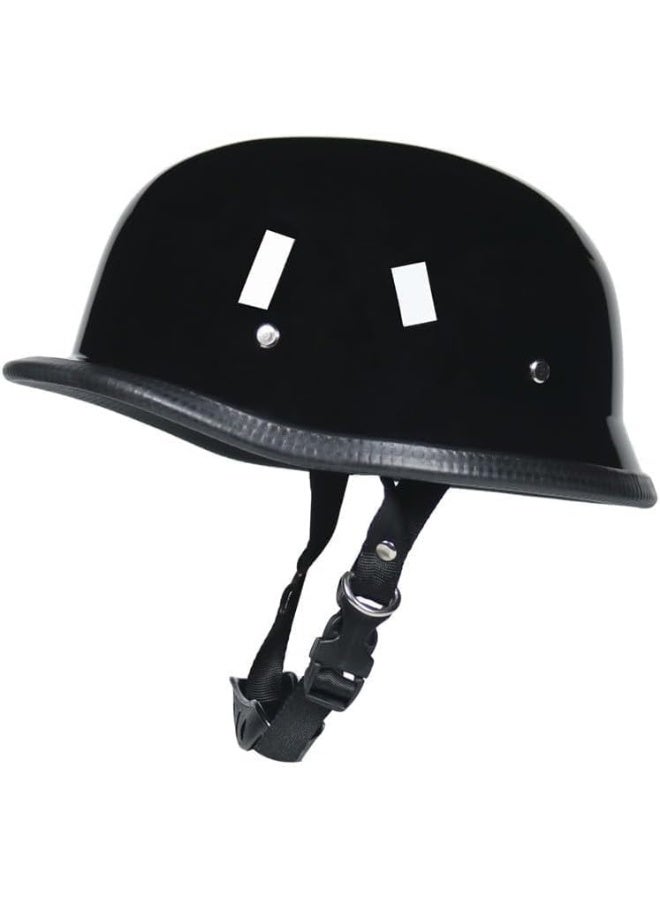 خوذة سكوتر مفتوحة الوجه للرجال والنساء باللون الأسود اللامع - Image 3