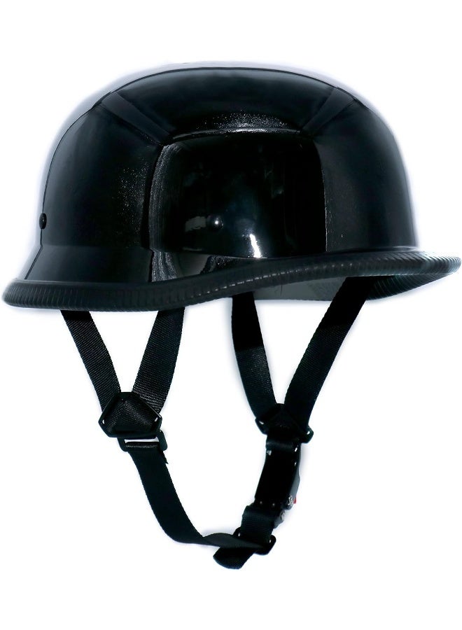 خوذة سكوتر مفتوحة الوجه للرجال والنساء باللون الأسود اللامع - Image 4