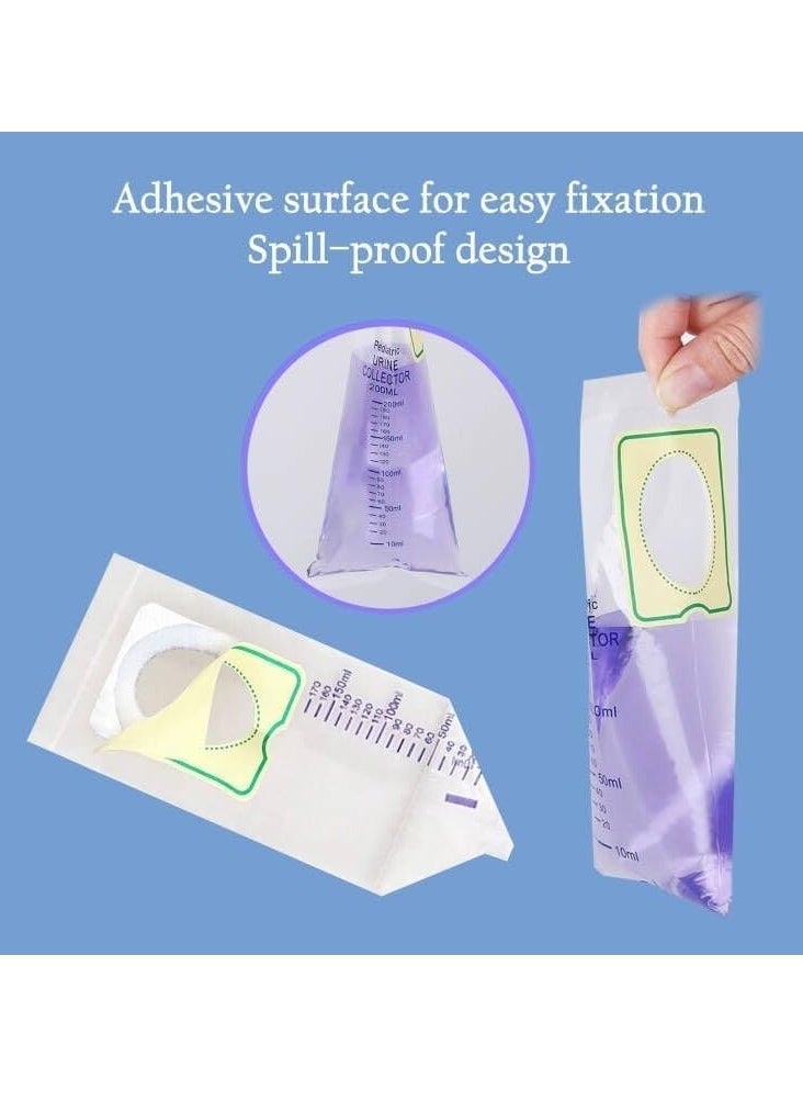 Excefore - Paediatric Urine Collection Bags, Sterile, 200 ml, Clear Pee Holder, Disposable Baby Urine Bags Sample Collector, Made of PVC Fil for Kids Urine Collection, 20 Pcs Clear Bag - Image 1