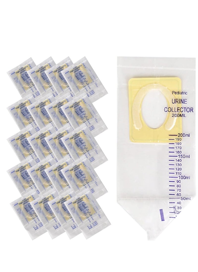 Excefore - Paediatric Urine Collection Bags, Sterile, 200 ml, Clear Pee Holder, Disposable Baby Urine Bags Sample Collector, Made of PVC Fil for Kids Urine Collection, 20 Pcs Clear Bag - Image 1