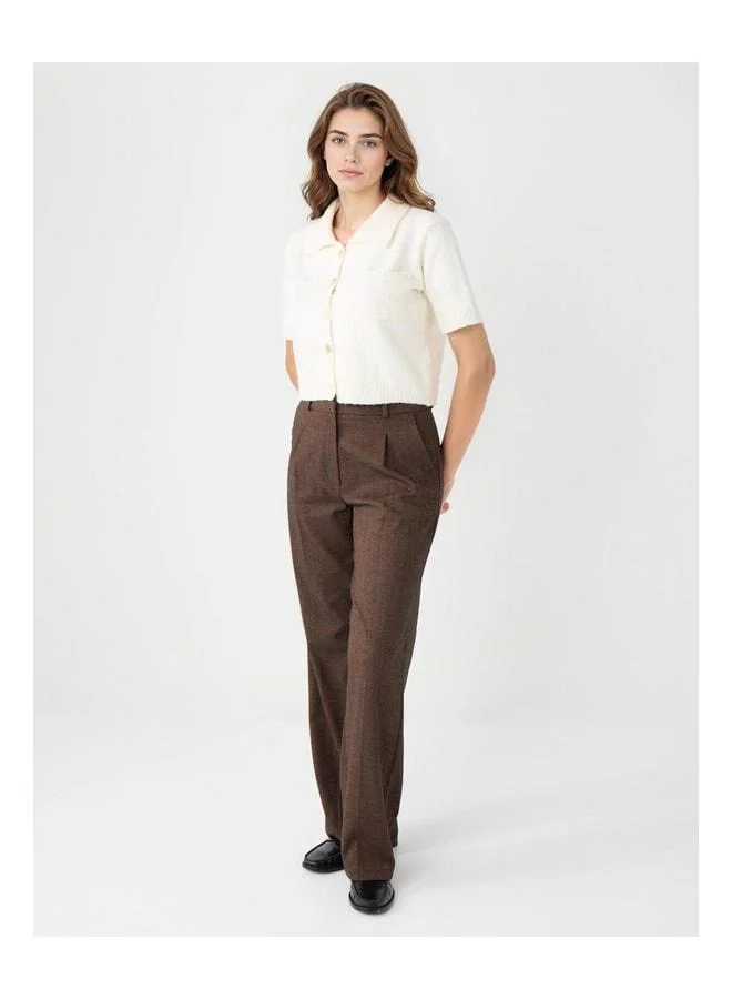 Jimmy Key Bitter Coffee Wide-Leg Normal Waist Long Woven Pants.
