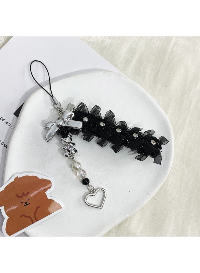 NIBEMINENT Phone Charm/ Chain Strap for Women Girls, Ribbon Cat Paw Heart Cell Phone Case Lanyard Wrist Strap