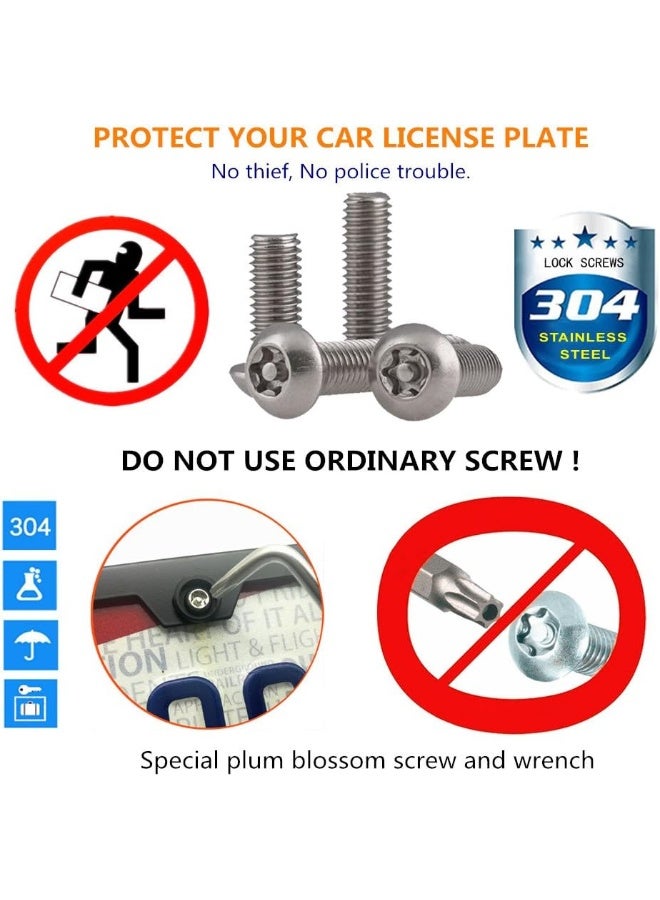 AOOTF Stainless Steel License Plate Screws - Anti Theft Frames Fasteners Screws Tamper Resistant Kits For License Plates Security And Covers - Image 3