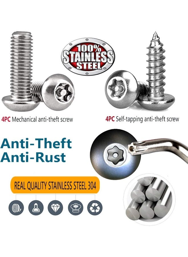 AOOTF Stainless Steel License Plate Screws - Anti Theft Frames Fasteners Screws Tamper Resistant Kits For License Plates Security And Covers - Image 2