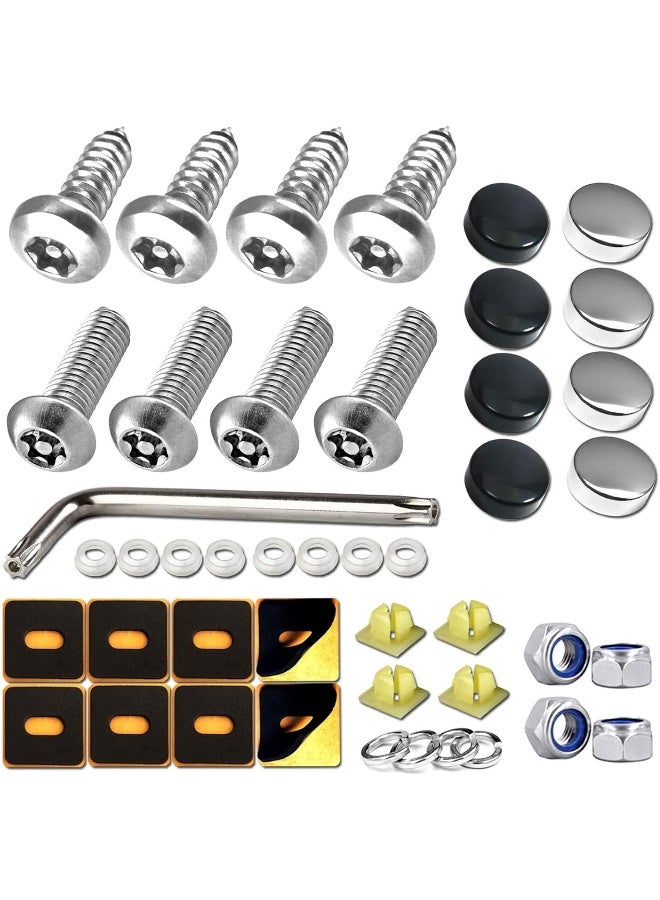 AOOTF Stainless Steel License Plate Screws - Anti Theft Frames Fasteners Screws Tamper Resistant Kits For License Plates Security And Covers - Image 1