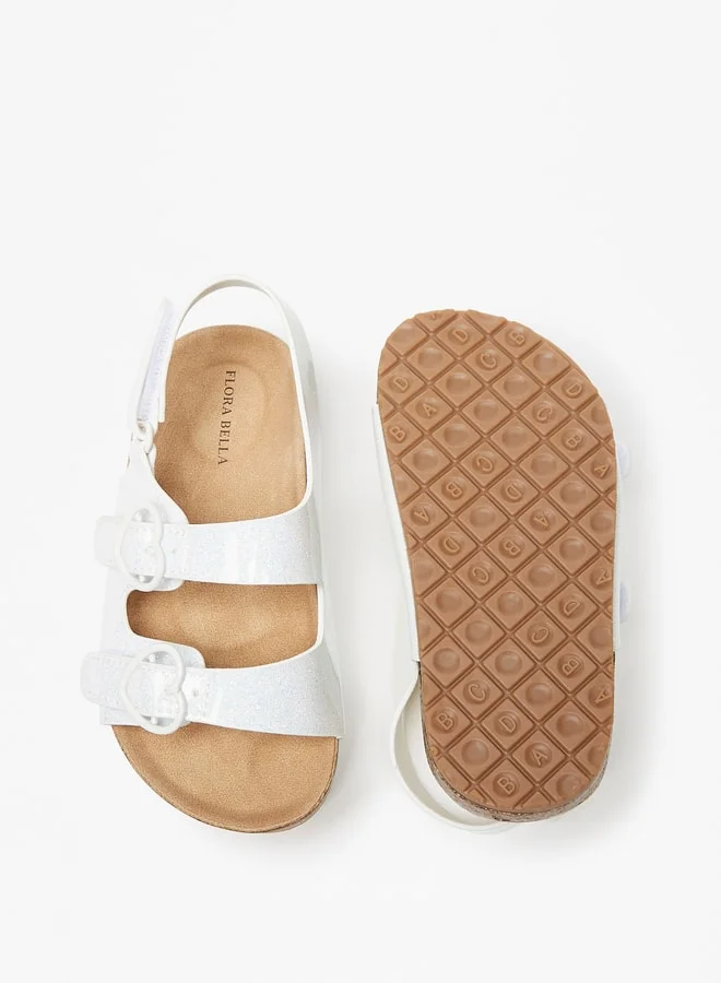 Flora Bella Girls Buckle Detail Sandals with Hook and Loop Closure