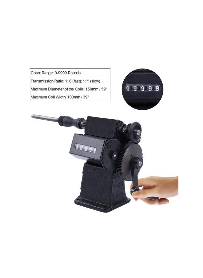 Generic - Dual Purpose Manual Coil Winder Machine with Counter Hand Coil Winding Machine Range 0-9999 Round Black - Image 1