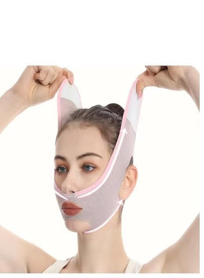 Facial Slimming Belt, Double Chin Reducer Reusable V-Shape Face Mask for Men & Women Facial Shaped UP Lift Belt, Slim Cheeks Lifting Jaw Line Shaper Anti Wrinkle Strap Elastic Face - Image 2
