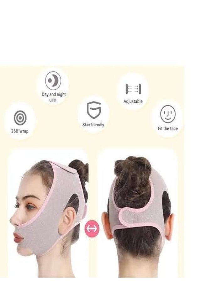 Facial Slimming Belt, Double Chin Reducer Reusable V-Shape Face Mask for Men & Women Facial Shaped UP Lift Belt, Slim Cheeks Lifting Jaw Line Shaper Anti Wrinkle Strap Elastic Face - Image 4