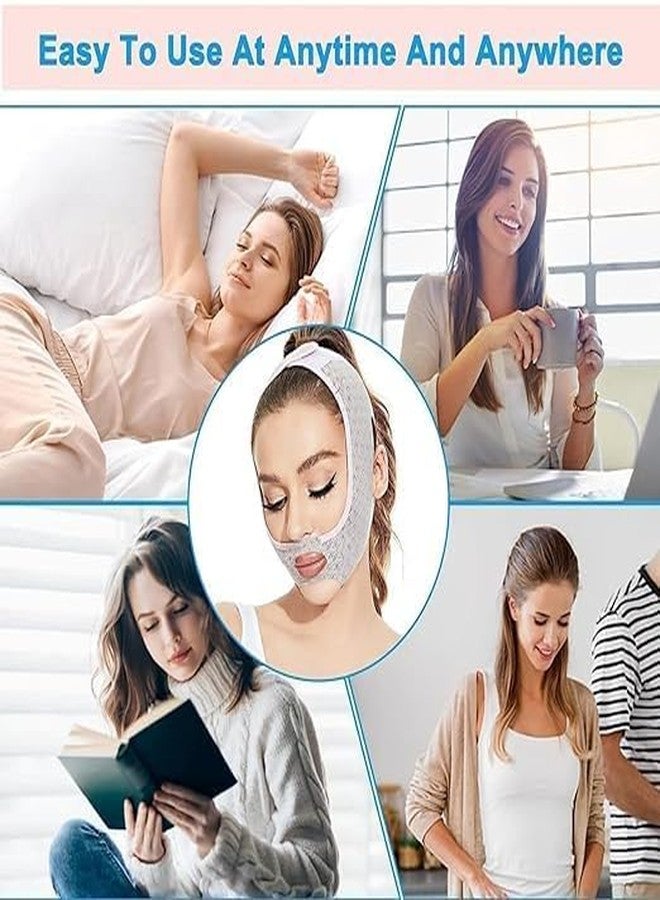Facial Slimming Belt, Double Chin Reducer Reusable V-Shape Face Mask for Men & Women Facial Shaped UP Lift Belt, Slim Cheeks Lifting Jaw Line Shaper Anti Wrinkle Strap Elastic Face - Image 5