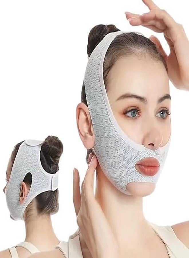 Facial Slimming Belt, Double Chin Reducer Reusable V-Shape Face Mask for Men & Women Facial Shaped UP Lift Belt, Slim Cheeks Lifting Jaw Line Shaper Anti Wrinkle Strap Elastic Face - Image 1