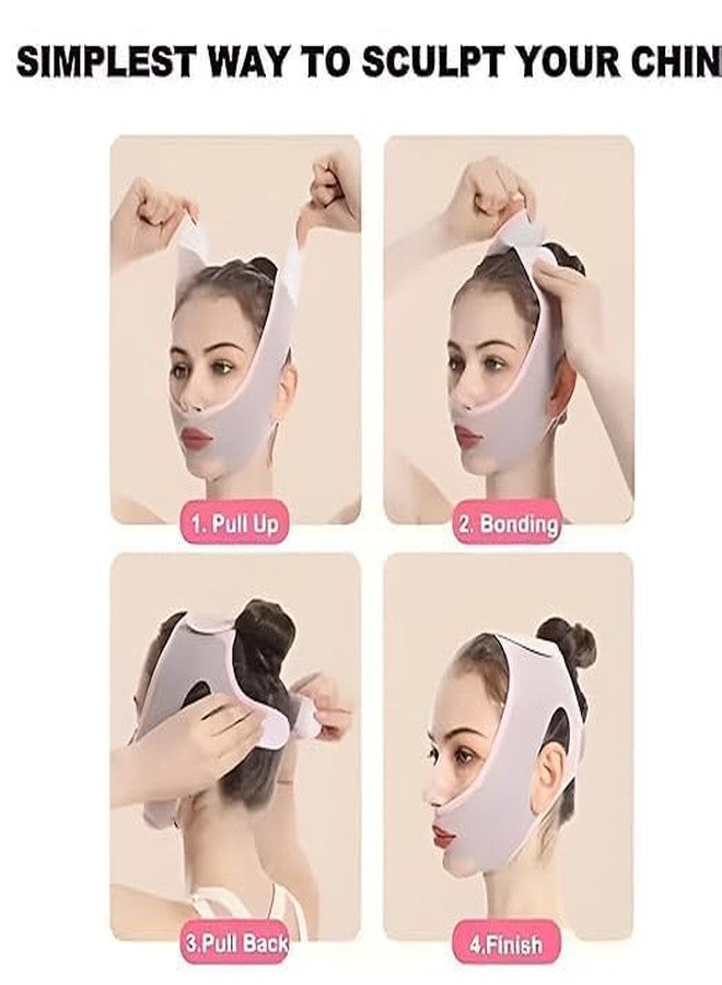 Facial Slimming Belt, Double Chin Reducer Reusable V-Shape Face Mask for Men & Women Facial Shaped UP Lift Belt, Slim Cheeks Lifting Jaw Line Shaper Anti Wrinkle Strap Elastic Face - Image 3