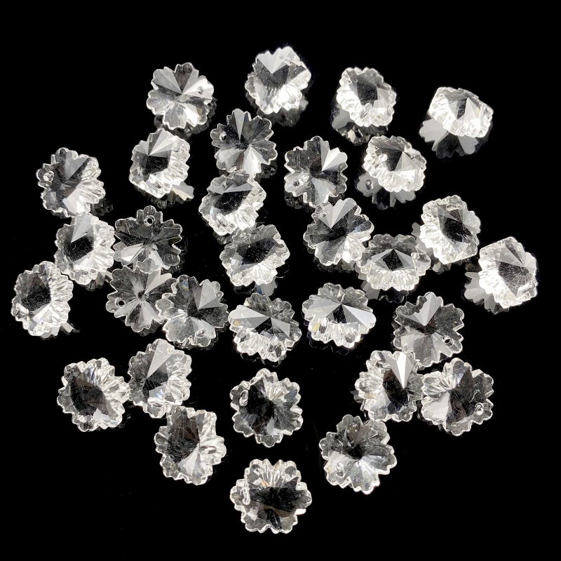 60pcs Snowflake Crystal Glass Beads Bulk Snowflake Spacer Beads for Earring Bracelet Necklace Key Chains Jewelry DIY Craft MakingTransparent 14mm