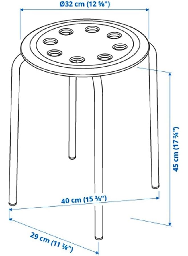 إيروريكس 1 قطعة كرسي ماريوس قابل للتكديس مصنوع من البلاستيك المتين والصلب وخفيف الوزن وموفر للمساحة ومضاد للانزلاق ويتحمل حتى 80 كجم مثالي للاستخدام الداخلي والخارجي والمكتب المنزلي والبار والمختبر المدرسي باللون الأسود 40X40X45 سم - Image 3