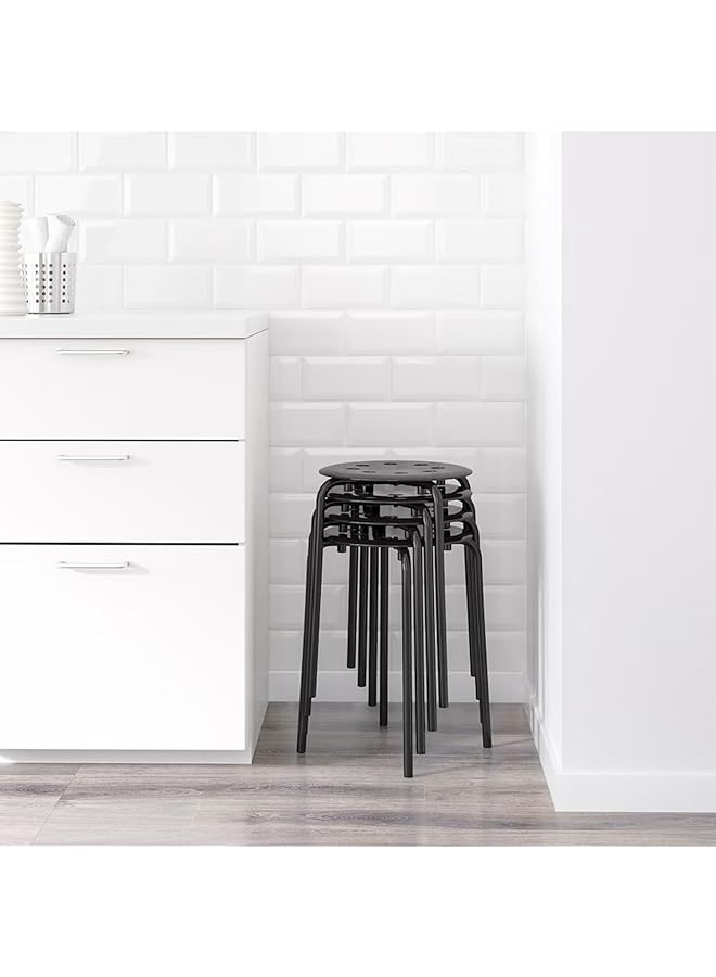 إيروريكس 1 قطعة كرسي ماريوس قابل للتكديس مصنوع من البلاستيك المتين والصلب وخفيف الوزن وموفر للمساحة ومضاد للانزلاق ويتحمل حتى 80 كجم مثالي للاستخدام الداخلي والخارجي والمكتب المنزلي والبار والمختبر المدرسي باللون الأسود 40X40X45 سم - Image 5