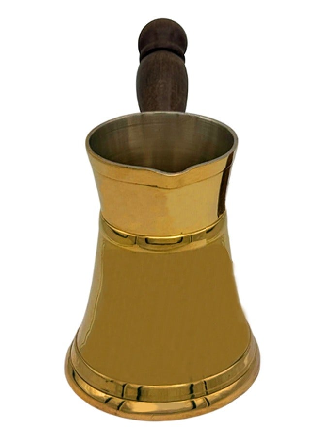 Majestic Majestic Brass Turkish Coffee Pot – Capacity: 200 ml (Medium Size), Smooth Classic Design, Golden Color – Handcrafted with Wooden Handle, Perfect for Turkish Coffee, Arabic Coffee, Tea, Milk, and Hot Beverages  - Image 4