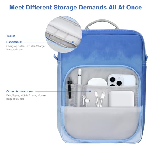Dadanism 9-11 Inch Tablet Sleeve Bag Carrying Case with Shoulder Strap for iPad (A16) 11", iPad 10th Gen 10.9", iPad Air M4/Pro M5 11", iPad 9/8/7th 10.2", Galaxy Tab A11+ Plus 11", Blue Mist - Image 4