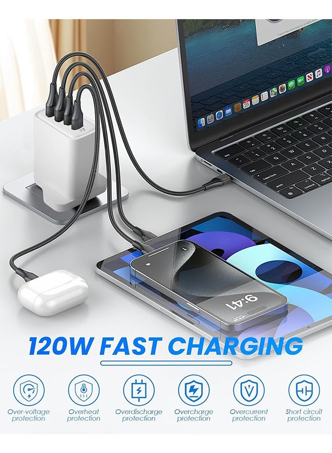 120W Fast Charger with 5 Ports 3PD+2USB Multiport Charger Block for Multiple Device 120w Fast Charging Wall Charger 5 Port Travel Charger Fast Mobile Charger Adapter (Black, UK) - Image 3