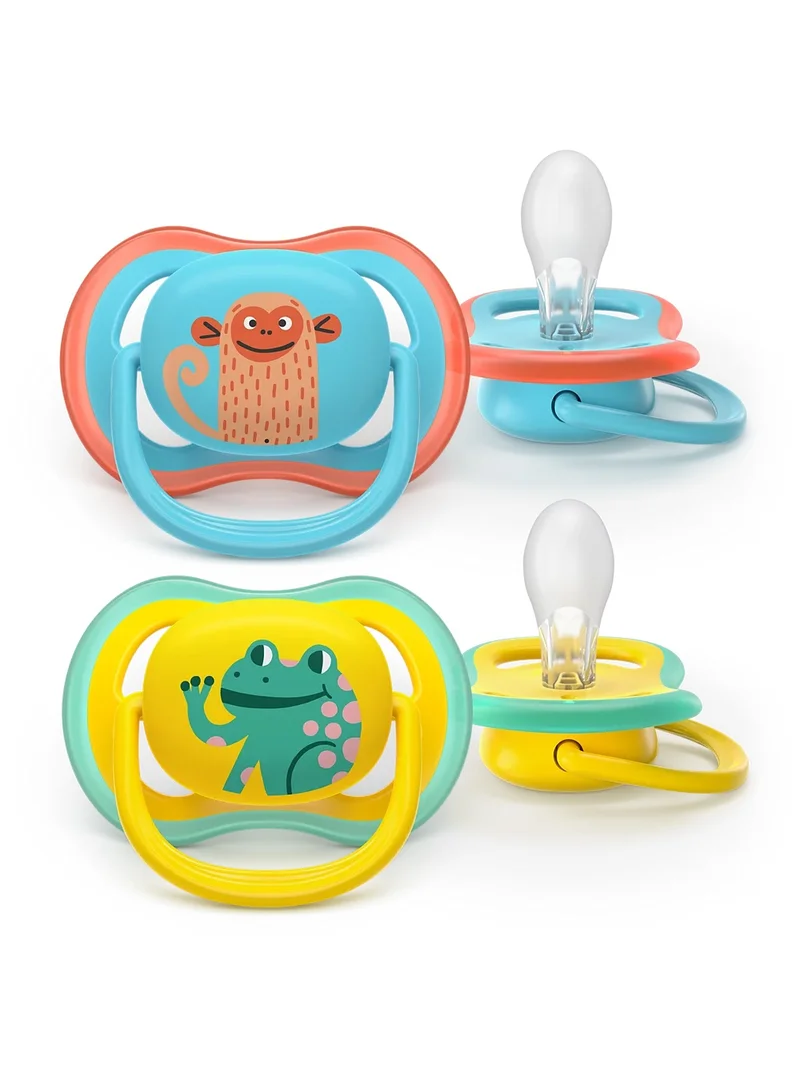 Philips Avent Philips Avent Ultra Air Soothers - Orthodontic Design, for Babies 18 Months+, Soft Silicone Symmetrical Teat, BPA-Free, with Sterilizing Case, 2 Pack, SCF349/58