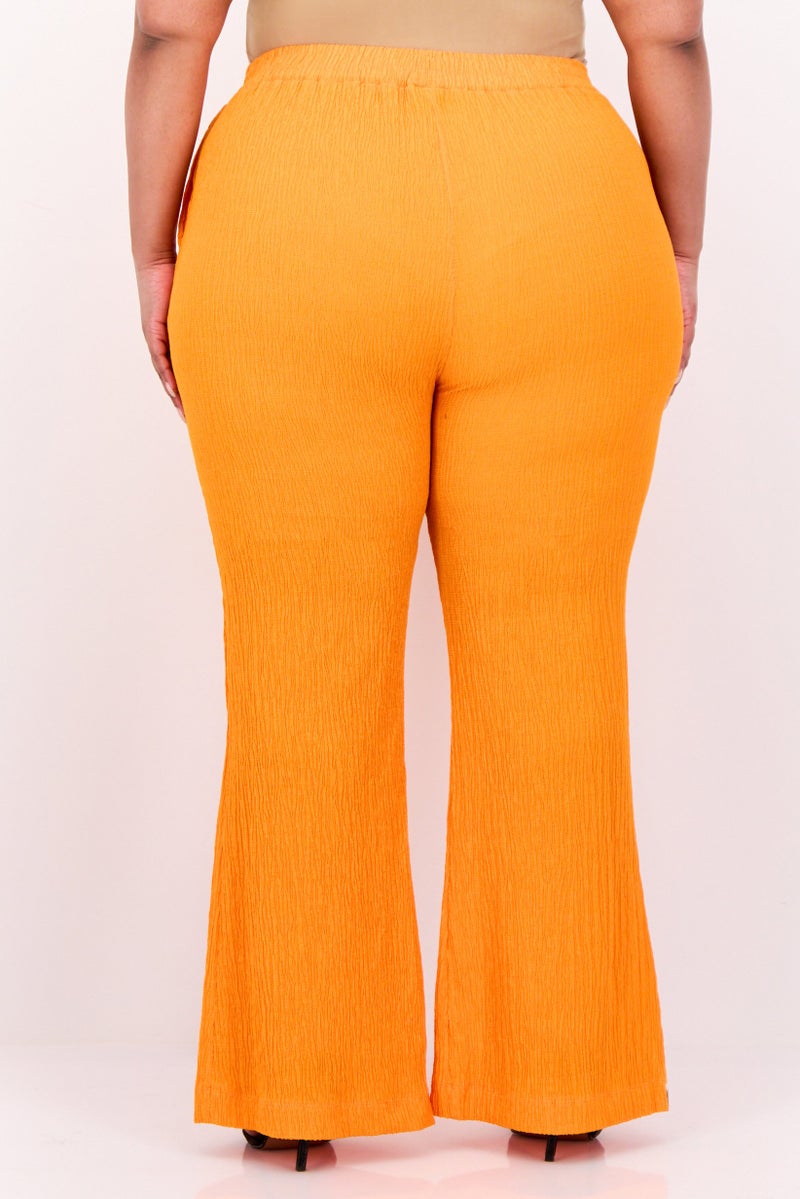 The Giving Movement Women Regular Fit Textured Flare Pants, Orange - Image 2