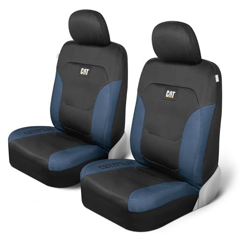 CAT Flexfit Black Blue Seat Covers for Cars Trucks SUV 2 Front Car Seat Cover Front Seat Protectors Airbag Compatible Seat Covers for SUV Interior Covers Truck Seat Cover Car Accessories - Image 1