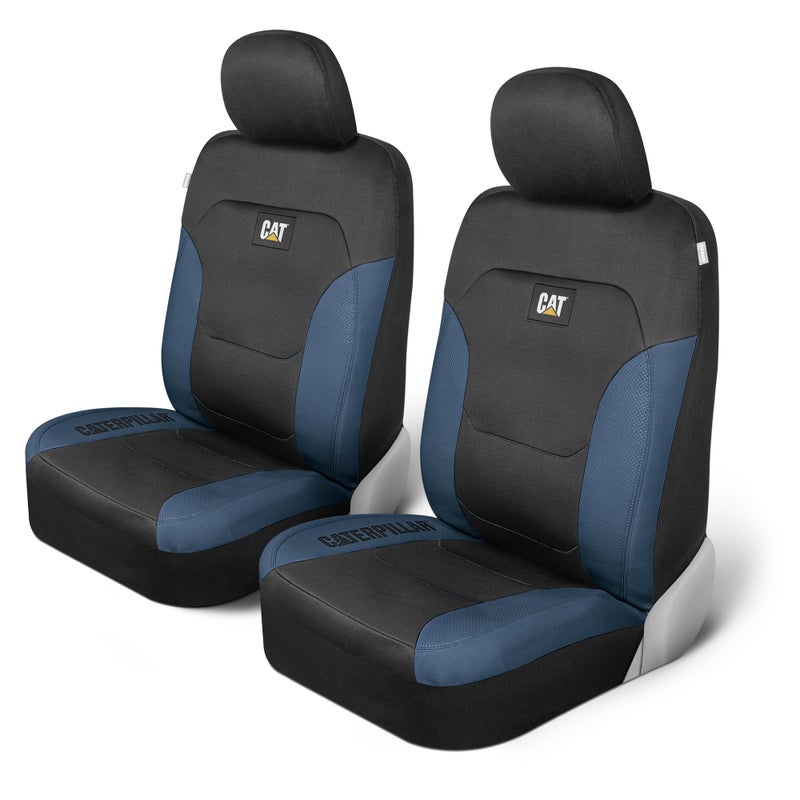 CAT Flexfit Black Blue Seat Covers for Cars Trucks SUV 2 Front Car Seat Cover Front Seat Protectors Airbag Compatible Seat Covers for SUV Interior Covers Truck Seat Cover Car Accessories - Image 2