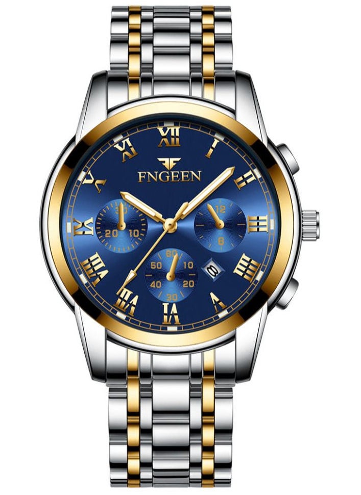 FNGEEN Roman Numeral Stainless Steel Luminous Quartz Couple Watch For Men & Women  - Image 5