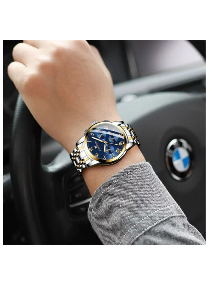 Roman Numeral Stainless Steel Luminous Quartz Couple Watch For Men & Women
