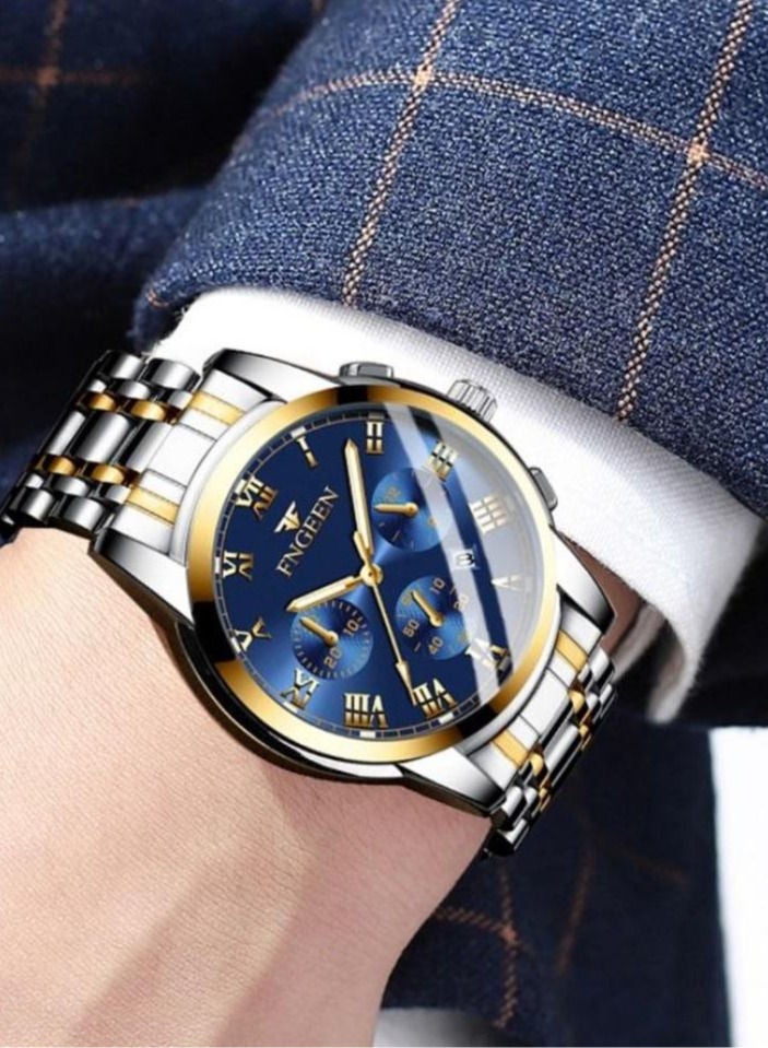 Roman Numeral Stainless Steel Luminous Quartz Couple Watch For Men & Women