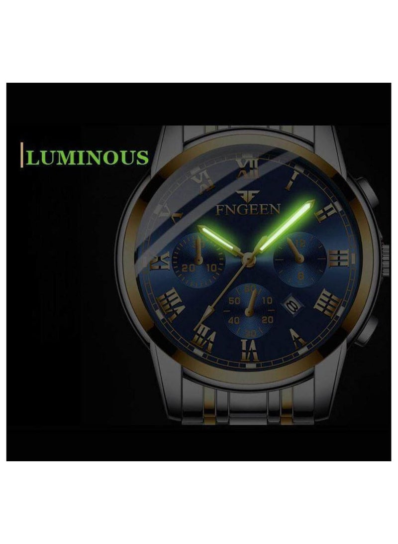 Roman Numeral Stainless Steel Luminous Quartz Couple Watch For Men & Women