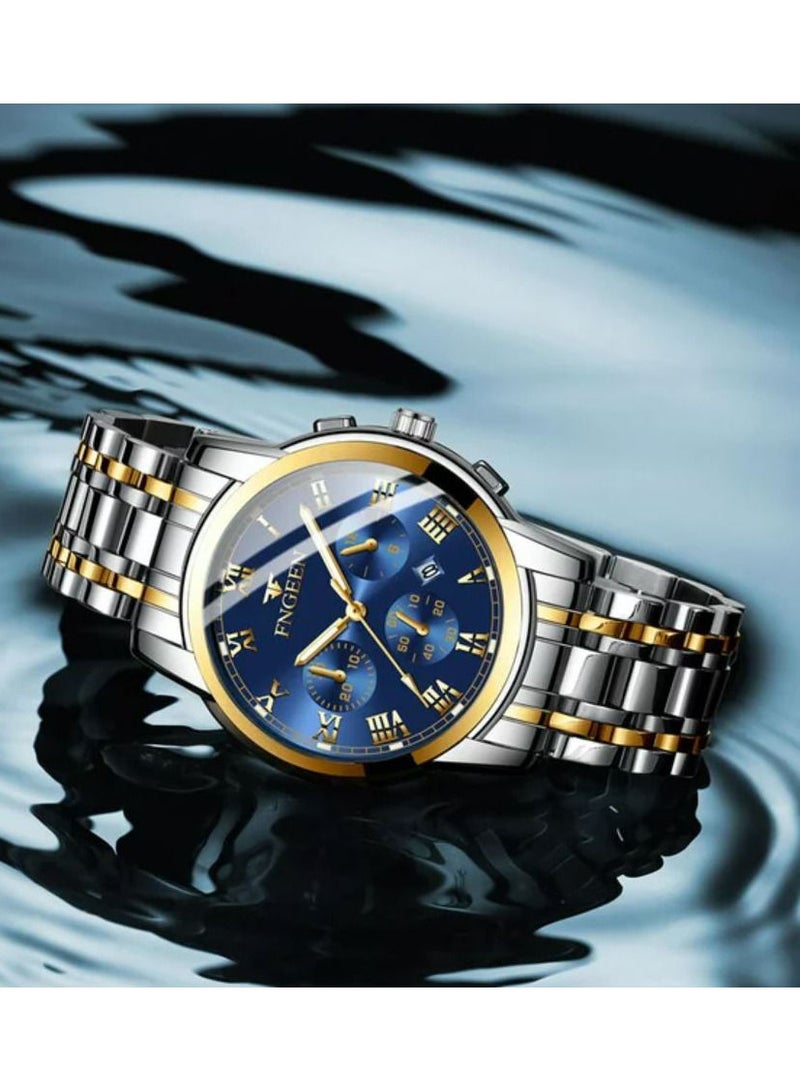 Roman Numeral Stainless Steel Luminous Quartz Couple Watch For Men & Women