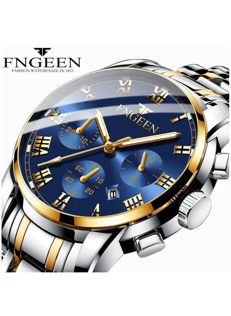 Roman Numeral Stainless Steel Luminous Quartz Couple Watch For Men & Women