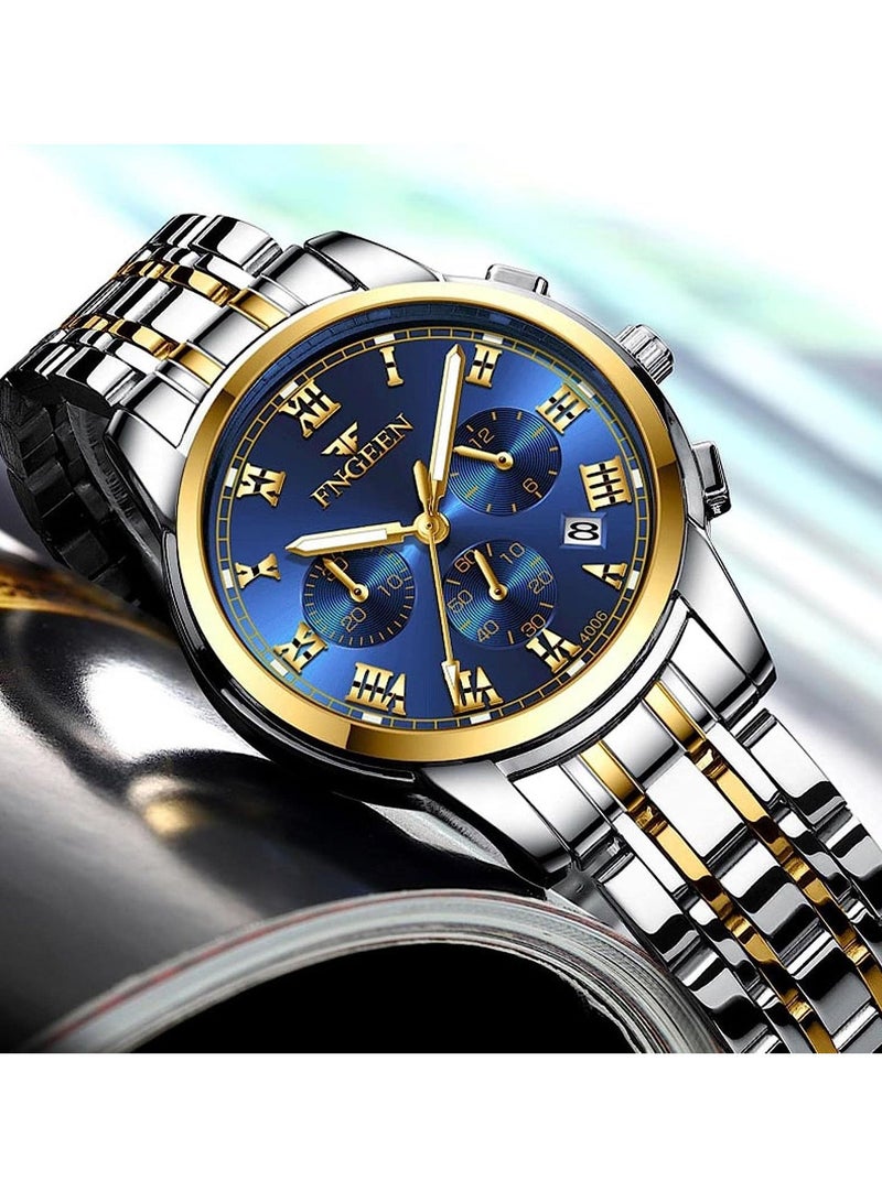 Roman Numeral Stainless Steel Luminous Quartz Couple Watch For Men & Women