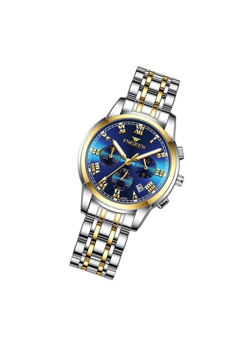 Roman Numeral Stainless Steel Luminous Quartz Couple Watch For Men & Women