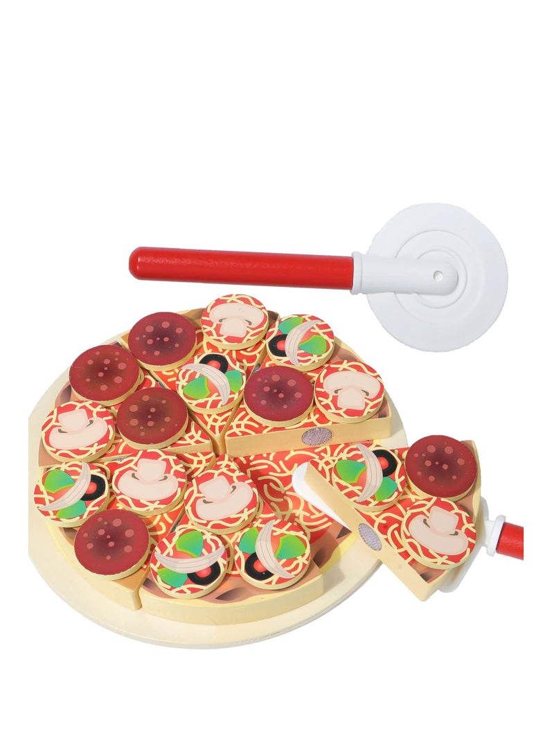 SYOSI Montessori Mama Pretend Play Food Pizza Set  Kitchen Toys Pizza Play Set Toy Pizza Set for Kids 3-5  Pizza Toys Play Kitchen Accessories for 3 Year olds - Image 1
