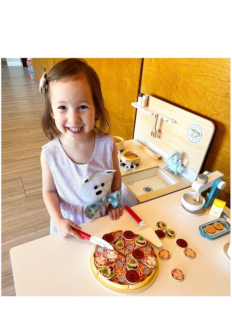 SYOSI Montessori Mama Pretend Play Food Pizza Set  Kitchen Toys Pizza Play Set Toy Pizza Set for Kids 3-5  Pizza Toys Play Kitchen Accessories for 3 Year olds - Image 4