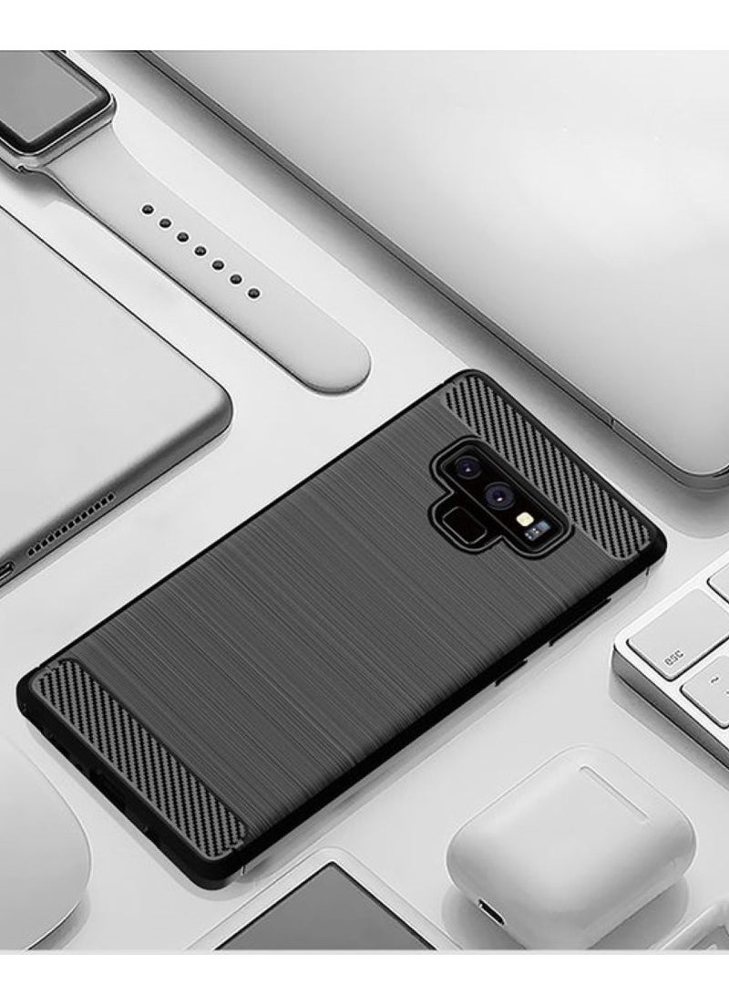 Samsung Galaxy Note 9 Case Cover – Rugged Shield Design, Brushed Carbon Fiber Texture, Shockproof TPU, Anti-Slip, Slim and Lightweight Protection in Black  - Image 2