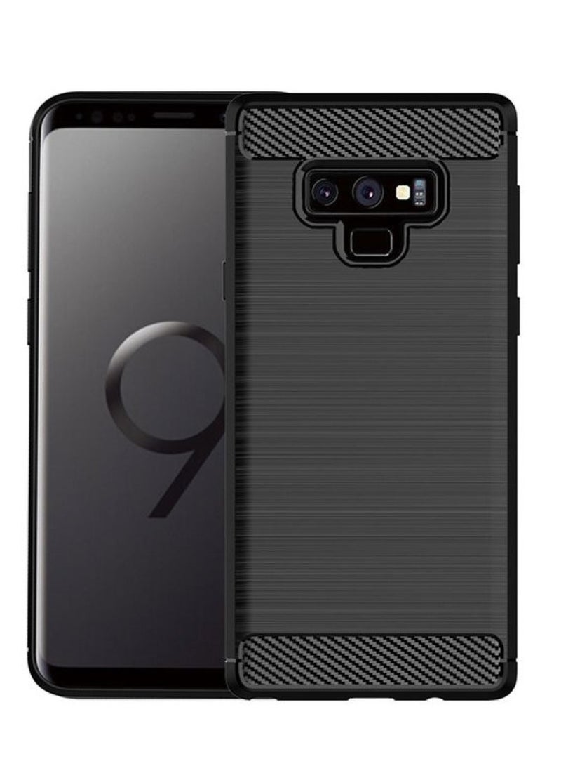 Samsung Galaxy Note 9 Case Cover – Rugged Shield Design, Brushed Carbon Fiber Texture, Shockproof TPU, Anti-Slip, Slim and Lightweight Protection in Black  - Image 1