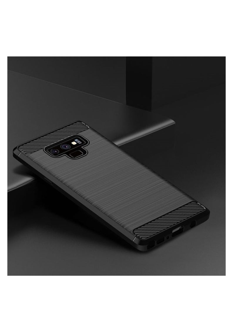 Samsung Galaxy Note 9 Case Cover – Rugged Shield Design, Brushed Carbon Fiber Texture, Shockproof TPU, Anti-Slip, Slim and Lightweight Protection in Black  - Image 4