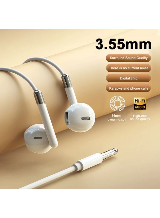 White Wired Headphones with USB C and 35mm Jack HiFi Bass Noise Cancelling Earbuds - Image 1