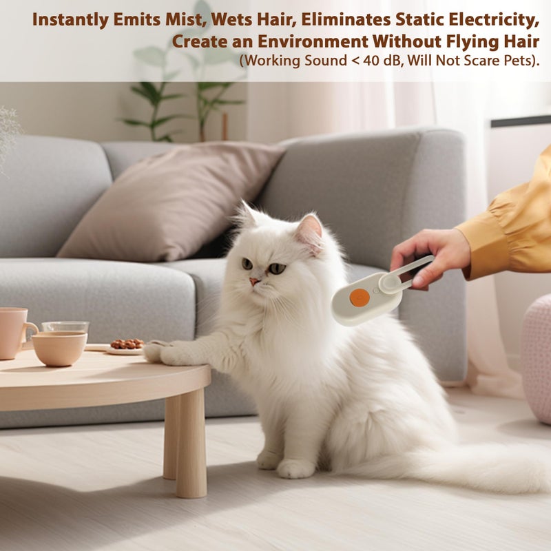 Baytion 4 in 1 Cat Steam Brush for Shedding, Rechargeable Cat Brush with Steam, Anti-Static Pet Steam Brushes, Massage, Cleaning, Shedding & Combing All In One! Cream - Image 3