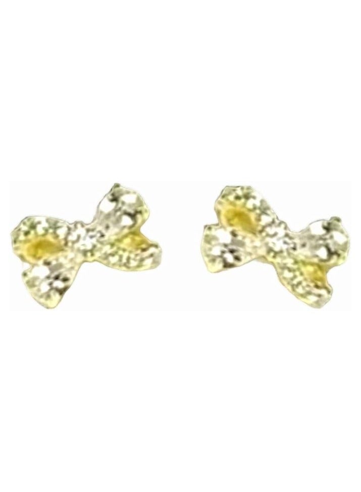 بونكا أقراط بونكا الأنيقة للفتيات والنساء تستحقها كل امرأة  حلق فيونكة ذهبي كريستال - Image 1