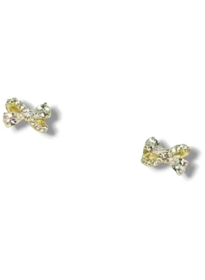 بونكا أقراط بونكا الأنيقة للفتيات والنساء تستحقها كل امرأة  حلق فيونكة ذهبي كريستال - Image 3