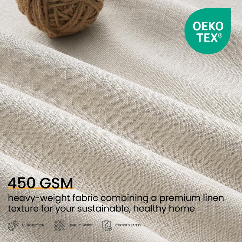 Topfinel 84 Inch Long Natural Linen Blackout Linen Curtains, 100% Blackout Light Blocking Pinch Pleated Back Tab Panels for Sliding Door, Minimalist Viral Drapes for Living Room, Cream Beige 52"W*84"L - Image 5