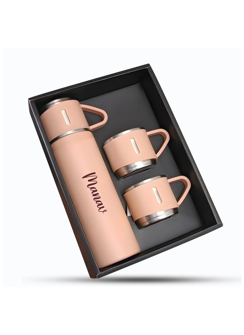 DIGALI ENTERPRISE Personalized Flask Set with 3 Cups Premium Gift Set for Drinks Stainless Steel Flask with Shot Glasses for Travel Parties and Gifting Durable Stylish Customizable Pink