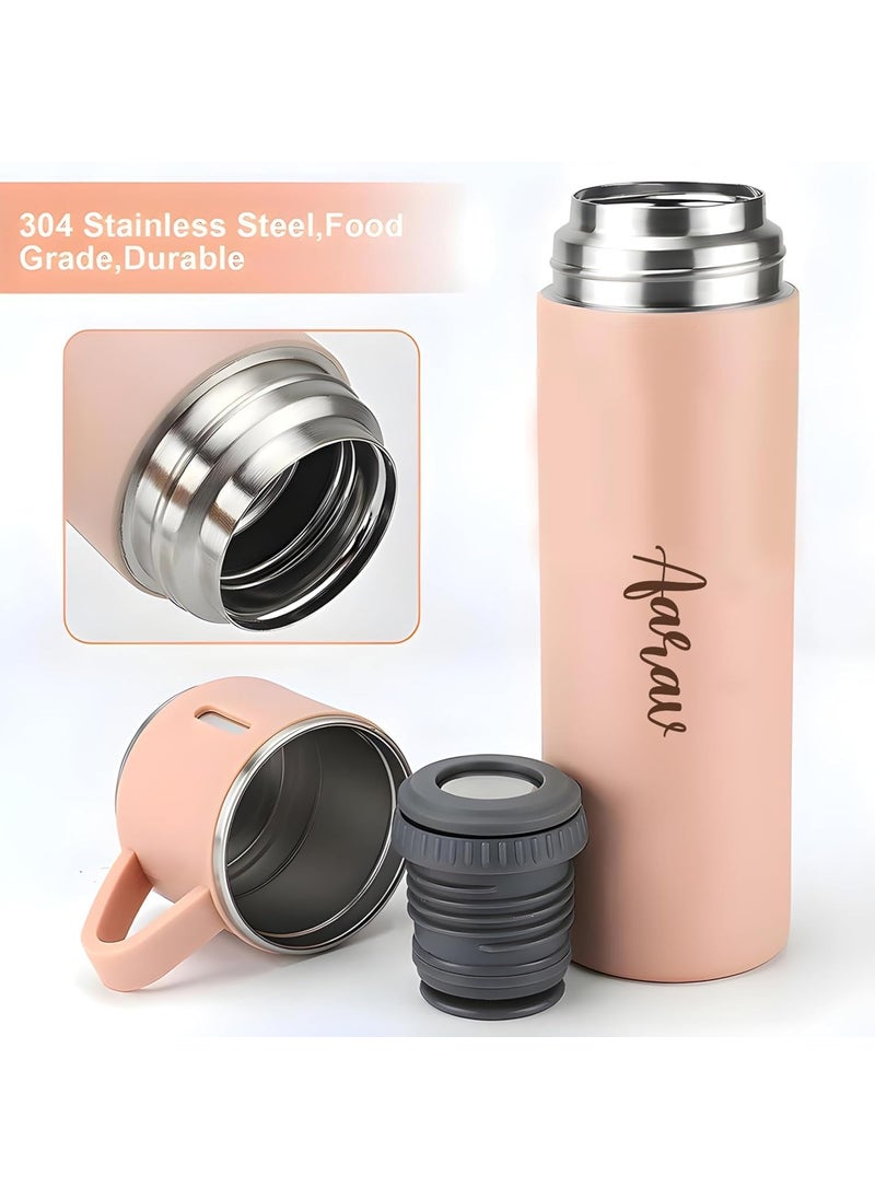 DIGALI ENTERPRISE Personalized Flask Set with 3 Cups Premium Gift Set for Drinks Stainless Steel Flask with Shot Glasses for Travel Parties and Gifting Durable Stylish Customizable Pink