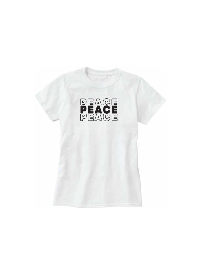 PRINTSHOP4ME - Peace Love Women's T-Shirt–Cotton Half Sleeve Round Neck Soft&Breathable Fabric Casual Wear For Everyday Comfort|Gift For Special Events - Image 1