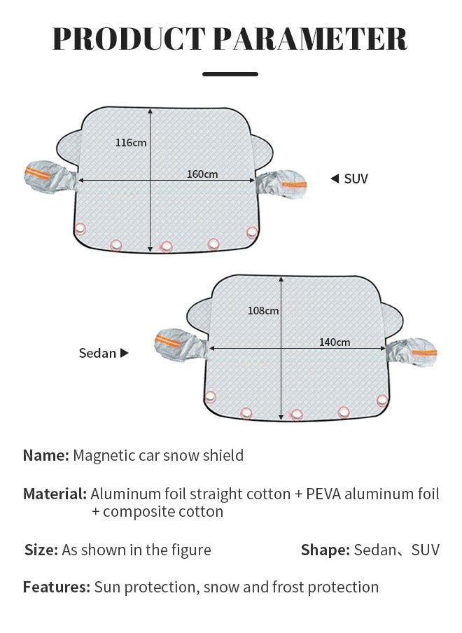 Generic - Foldable Car Front Window Block Shading Curtain Magnetic Car Sunshade Car Reflective Visor Cover Sun Anti-Uv Keep Your Vehicle Cool Car Outdoor Accessories Applicable To Truck/45.67 x 62.99 inches - Image 1